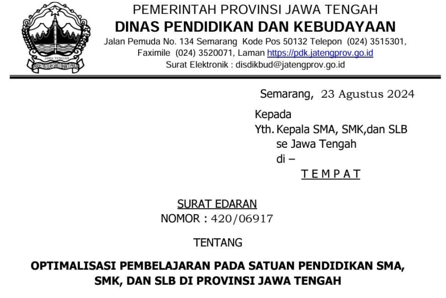 Dindikbud Jawa Tengah Terbitkan Surat Edaran Cegah Siswa Terlibat Aksi Unjuk Rasa